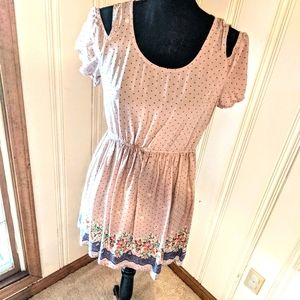 Cold Shoulder Mini polka dot dress NWOT